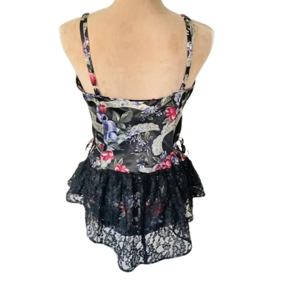 Vintage Victoria’s Secret Gold Label Teddy Romper Lace Floral Satin Dainty Med - Picture 2 of 13